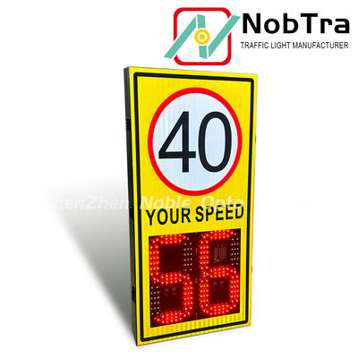 40C To 70C 2 digits Solar Powered Radar Speed Feedback Sign Featuring Solar 12V Or AC 220V Power Source For Road Safety