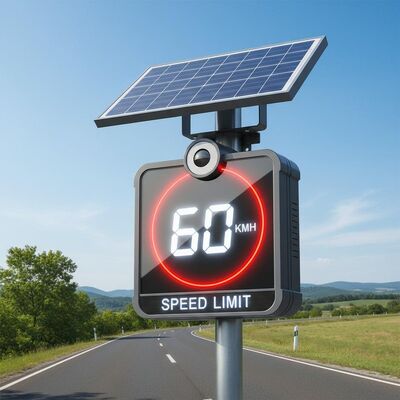 LED Display Type Radar Feedback Sign Solar Speed Limit 1 to 99kmh Weatherproof IP 54 Traffic Speed Monitoring Device for Enhanced Road Safety